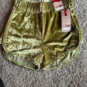 ShoSho Lounge Olive Velvet Shorts